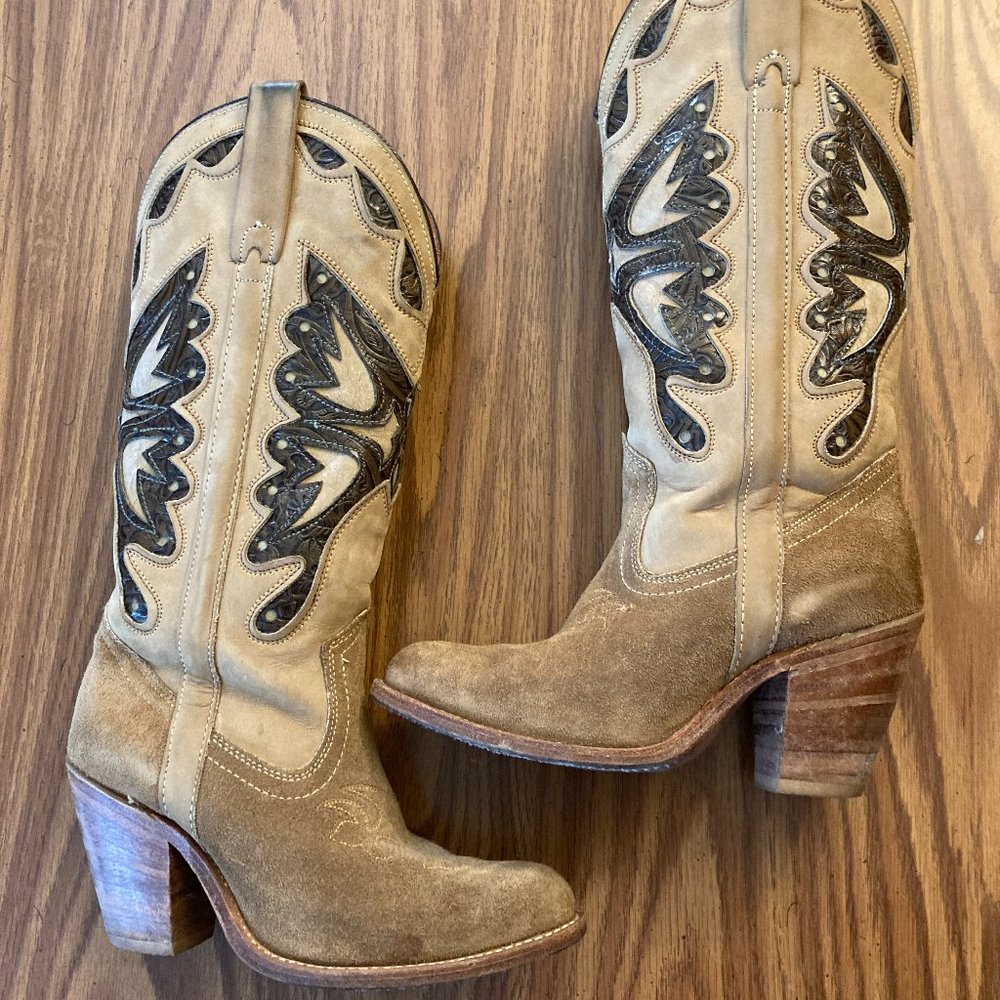 Vintage Miss Capezio Butterfly Western Cowboys Boots SHOES Suede Leather 6